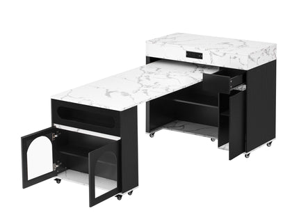 Extendable Dining Table With Folding Top, Rolling Kitchen Island With Drawers And Power Outlet