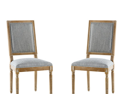 French Country Style Dining Chair With Upholstered Seating And Fluted Legs