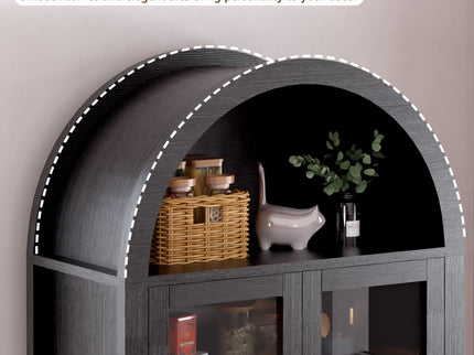 Fluted Tall Arched Pantry Cabinet With Adjustable Shelves