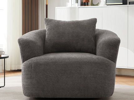 360° Swivel Barrel Sofa Chair With Throw Pillow, Upholstered Accent Chair