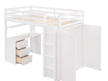 Loft Bed With Drawers, Desk, And Wardrobe