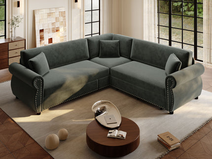 L-Shaped Sofa Couch With Pull-Out Bed