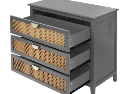 3 Drawer Cabinet, Natural Rattan, American Furniture