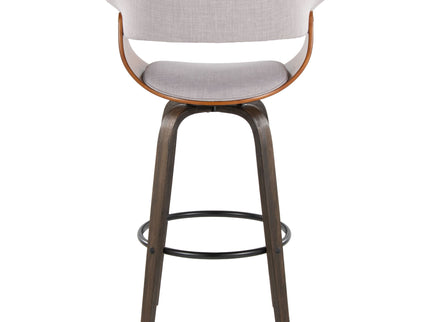 Vintage Mod - Mid Century Modern Fixed Height Barstool With Swivel & Round Footrest (Set of 2)