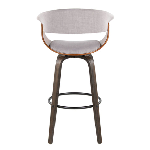 Vintage Mod - Mid Century Modern Fixed Height Barstool With Swivel & Round Footrest (Set of 2)