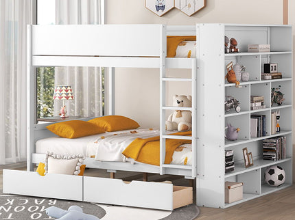Bunk Bed With 2 Drawers And Multi Layer Cabinet