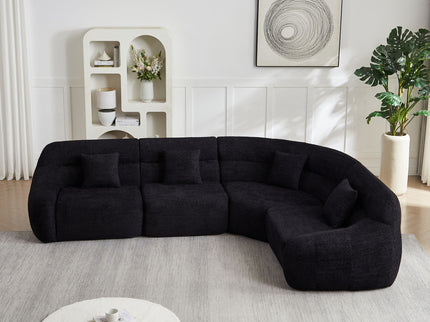 Luxury Curved Corner Sectional Sofa With 4 Pillows