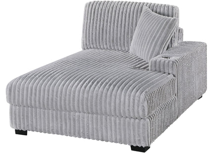 RAF Chaise With Cup Holder Modular Living Room Furniture Pillow - Gray / Mink