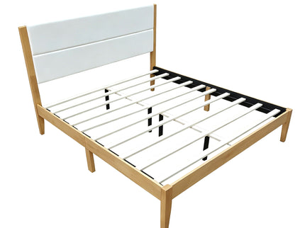 Platform Bed Frame With Upholstered Headboard, Slat Support