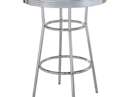 Midge - 3 Piece Round 1950S Bistro Pub Bar Table Set With Upholstery - White