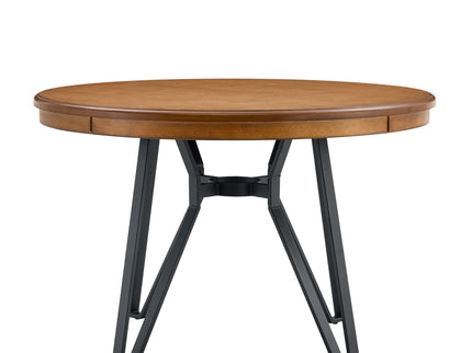 Mid Century Modern Round Dining Table With Metal Legs And Open Shelf