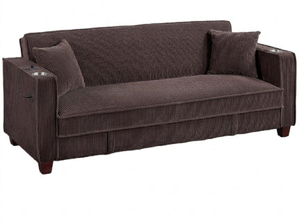 Modern Convertible Sofa With Hidden Storage USB Port, Cup Holder