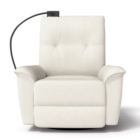 270° Power Swivel Rocker Recliner Chair With Phone Holder, Electric Glider Reclining Sofa With USB Ports For Living Room Bedroom - Beige