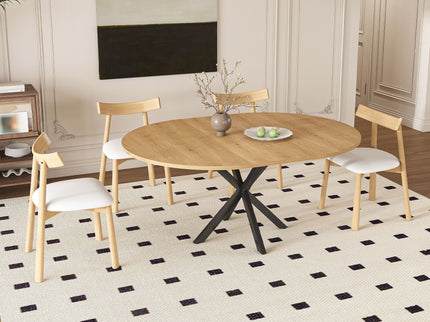 Modern Extendable Round Dining Table Set, Table With Chairs