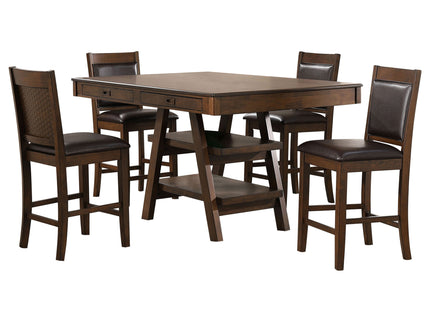Ferrara - 5 Piece Counter Height Dining Set With Chairs - Walnut