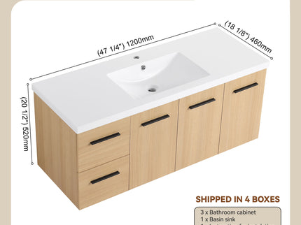 Floating Bathroom Vanity With Sink, Modular Cabinet