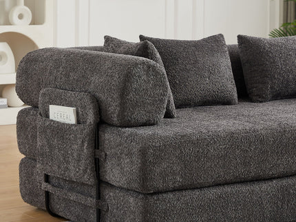 Convertible Sleeper Sofa Bed With Cylindrical Pillow