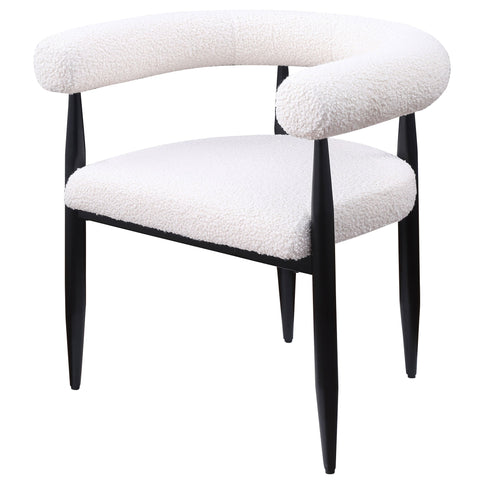 Notting - Upholstered Dining Arm Chair (Set of 2) In And Open C Shaped Backrest - Cream