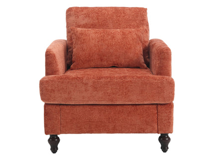 Modern Mid Century Wood Frame Armchair With Tufted Design