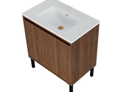 Bathroom Vanity With Ceramic Sink, Floor-Standing Design, Soft-Closing Drawers