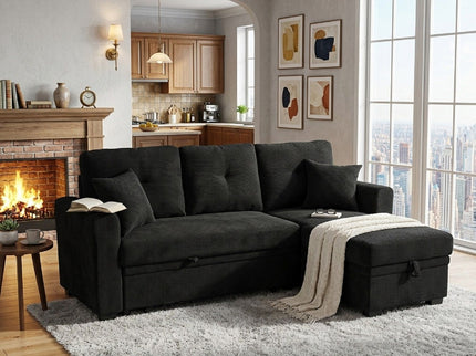 Sleeper Sectional With Pull Out Bed, Reversible Chaise