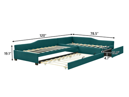 Upholstered Double Daybed With Trundle And Drawer