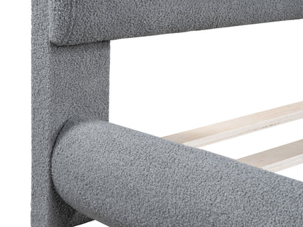 Upholstered Platform Bed With Thick Solid Frame And Stylish Curve-Shaped Design