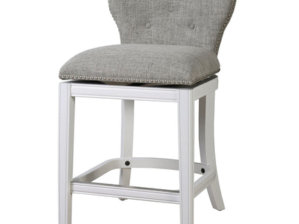 Upholstered Swivel Stool With Back