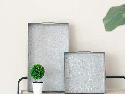 Decorative Galvanized Nesting Trays (Set of 3) - Gray