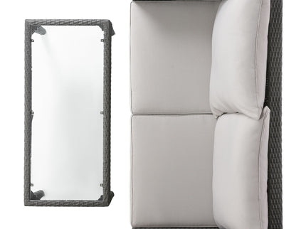 Contemporary Antibes Loveseat & Table Set Outdoor - Gray