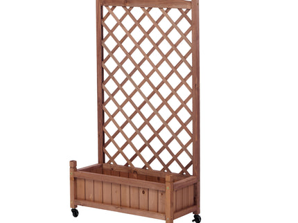 Raised Garden Bed With Trellis 2 Pack, Outdoor Planter Box & Plant Stand With Climbing Racks - Brown