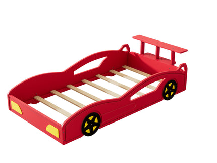 Wooden Race Car Bed, Car Shaped Platform Twin Bed With Wheels For Teens