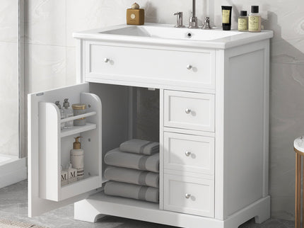 Bathroom Vanity With Sink Top, Cabinet With Door And 2 Drawers - White