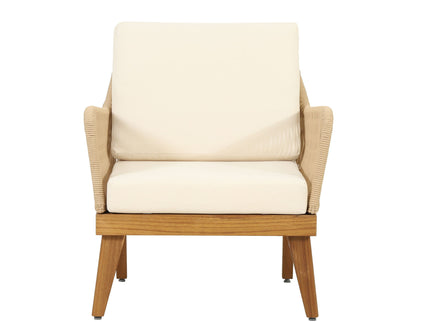 Hueber - Outdoor And Rope 4 Seater Chat Set With Cushions - Teak