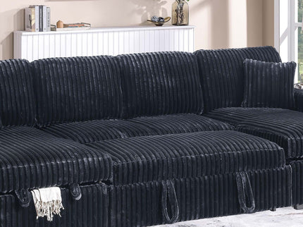 Convertible Sectional Upholstered Sleeper Sofa With Storage Chaise