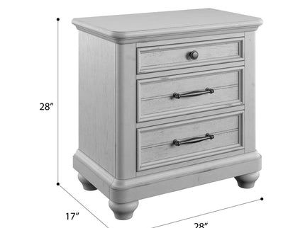 3 Drawer Nightstand With USB - Gray - Wood