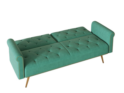 Luxurious Sofa Bed With Nail Head Trim And Matching Pillow