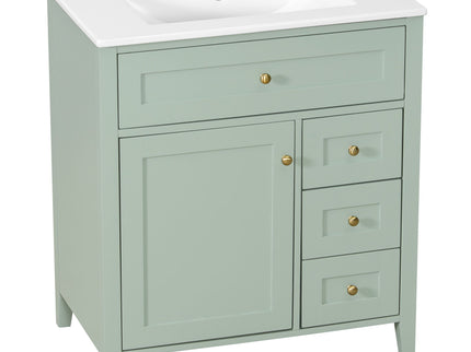 Bathroom Vanity With Sink, 3 Drawers And Adjustable Shelf