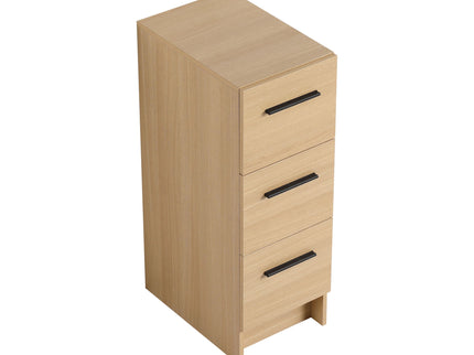 Slim Freestanding Bathroom Storage Cabinet, 3 Drawers - Light Oak