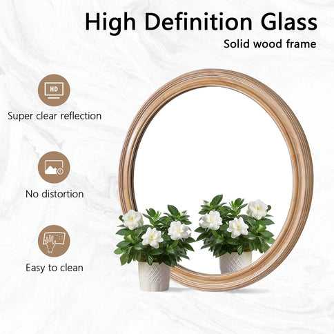 Round Wall Mirror With Ribbed Frame