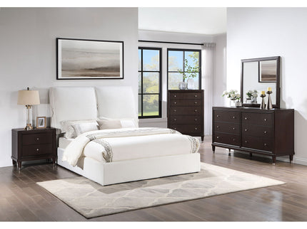 Corwyn - Queen Upholstered Panel Bed With Headboard Pillows - White