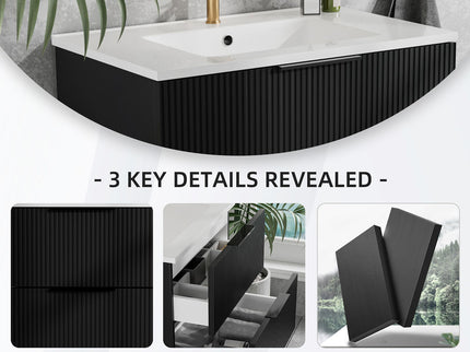 Modern Wall Mounted Floating Bathroom Vanity With Sink And Drawers