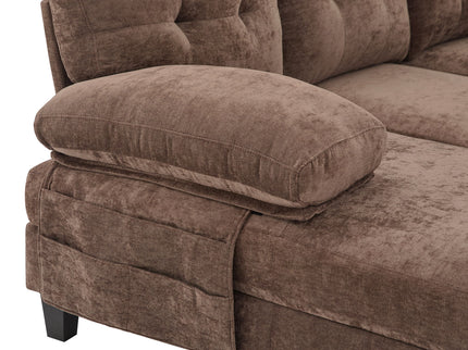 U-Shaped Sectional Sofa 103.5" Fabric Couch With Dual Chaise Lounges, Storage Pockets, Armrest Pillows