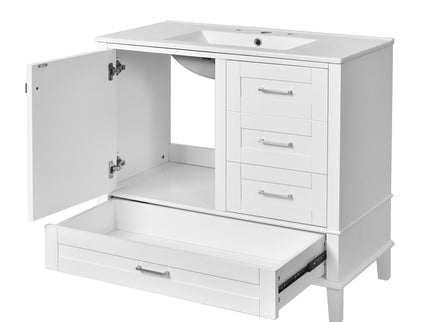 Bathroom Vanity, Modern Bathroom Cabinet With Sink Combo Set, Bathroom Storage Cabinet With A Soft Closing Door And 3 Drawers, Solid Wood Frame