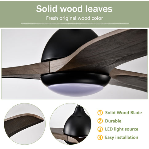 Indoor Outdoor Ceiling Fan With Light With Remote Control, Noiseless Reversible Motor, 6 Speed, 3 Color