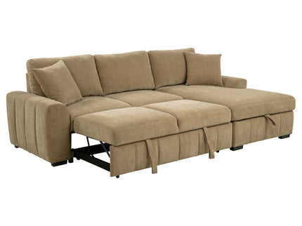 Logan - Sleeper Sectional Sofa With Right Arm Chaise - Camel