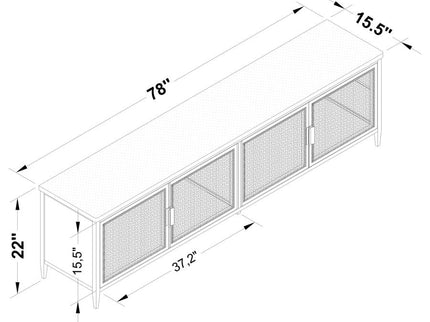 Amherst 4-door 78-inch Metal TV Stand Media Console Black