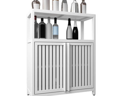 Bamboo Large Capacity Storage Cabinet With Shelves For Bathroom And Living Room - White