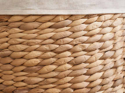 Round Tall Water Hyacinth Woven Wicker Laundry Hamper With Lid - For Clothes, Toys And Book Storage With Removable Liner - 15" X 15" X 20" - Natural Brown