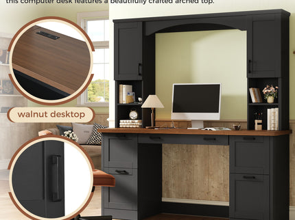 Farmhouse Computer Desk With Hutch